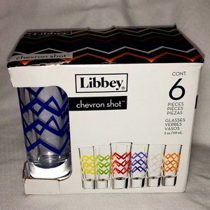 New Libbey Chevron Shot 6 Glasses